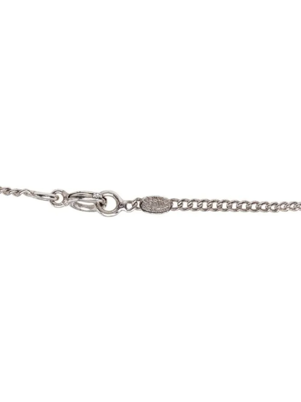 Chanel CC Logo Necklace Silver Metal Rhinestone